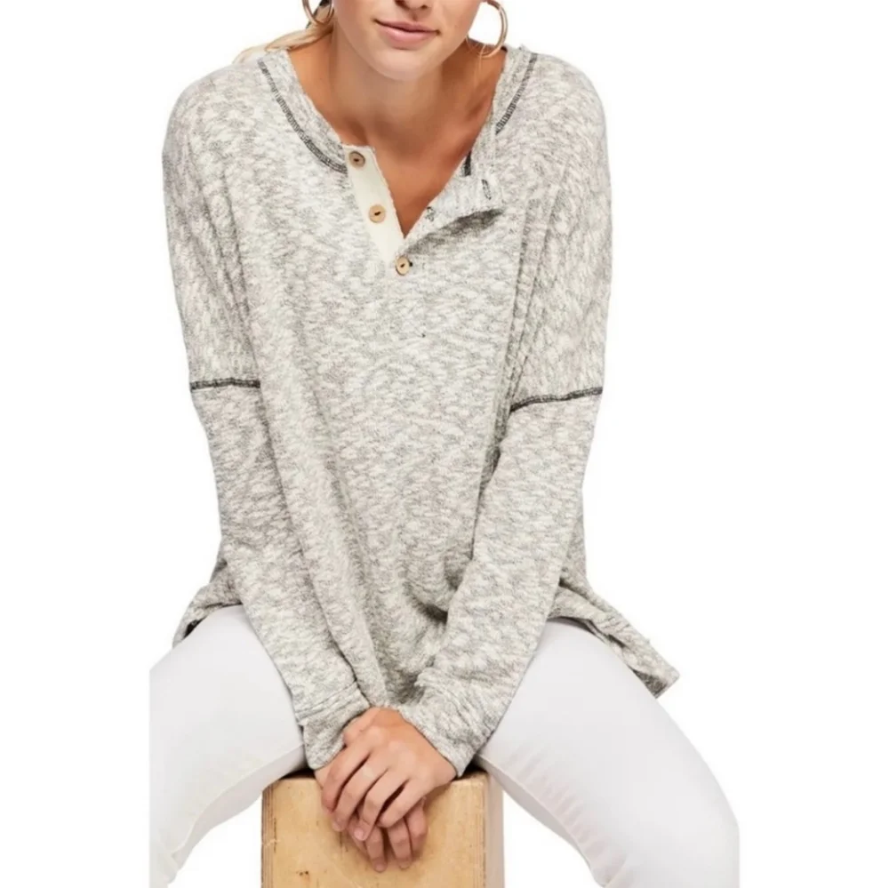 Free People Beach Sleep to Dream Top Womens XS Heather Gray Comfy Beach Vacation - Picture 1 of 10